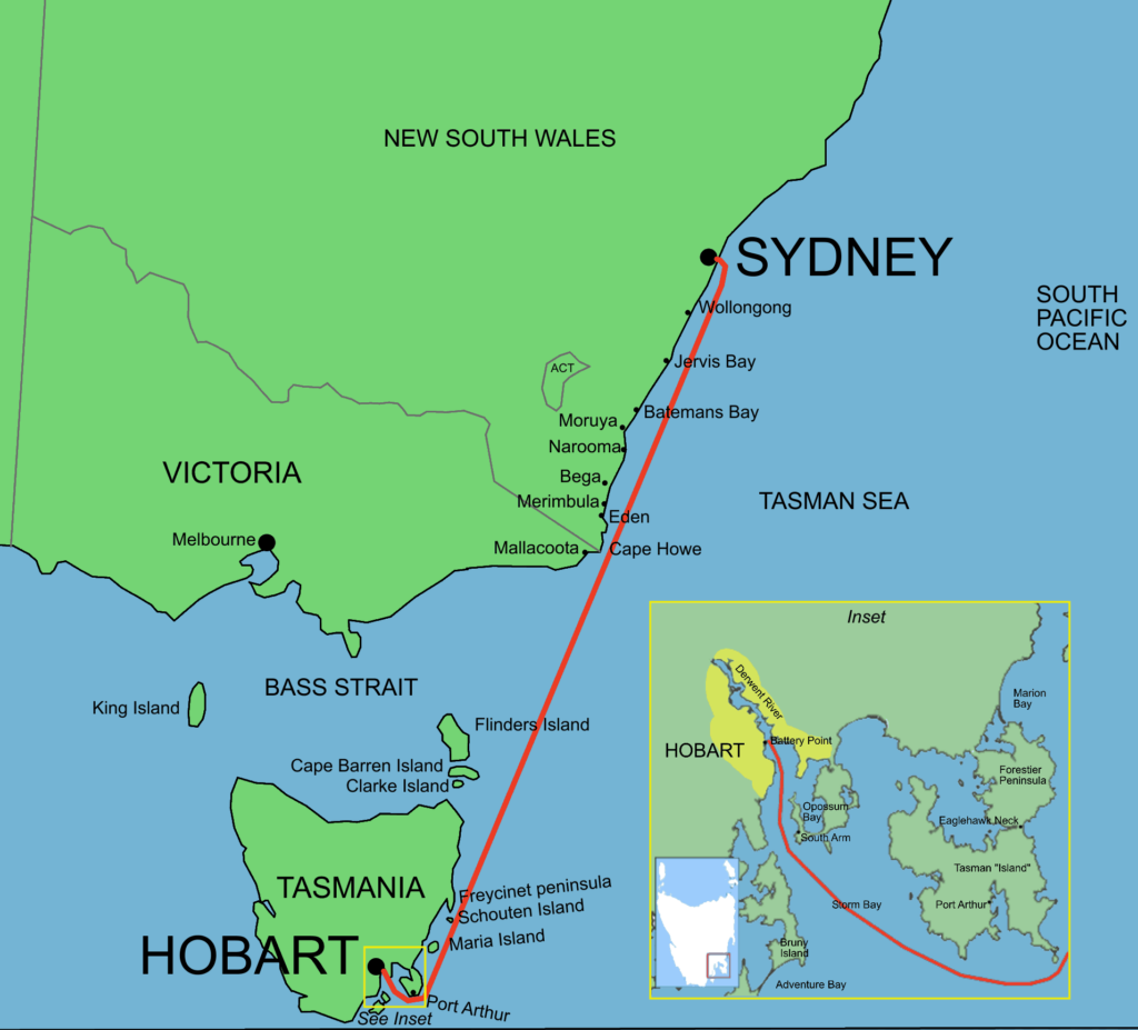 Hobart Yacht Race Route Map